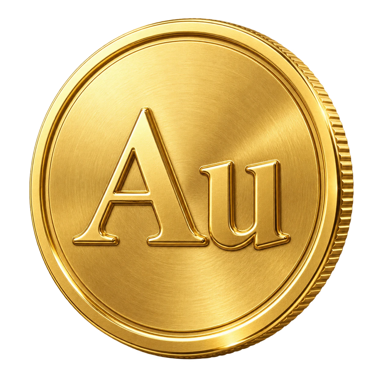 帶有Au浮雕的金色投資金幣圖示