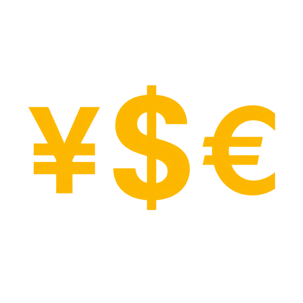 金黃色人民幣、美元和歐元符號組成的找換店圖標